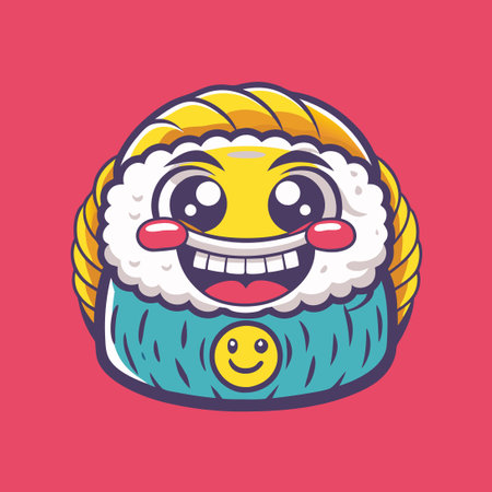 Kawaii japanese sushi icon. Vector illustration of japanese sushiのイラスト素材
