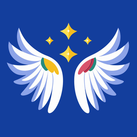 Set of Delicate Christmas Angel Wings Floating on a Serene Blue Background