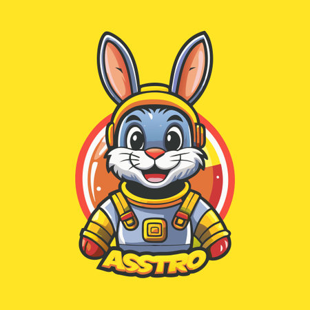 Vector Illustration of a Cartoon Astro Bunny Mascot Characterのイラスト素材