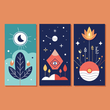 Set of Minimalist Abstract Wall Art Posters Featuring Geometric Shapes and Gradient Huesのイラスト素材