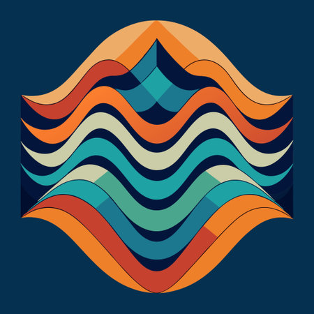 Mesmerizing Abstract Geometric Wave Pattern with Vibrant Hues and Swirling Linesのイラスト素材