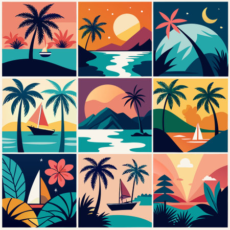 Captivating Abstract Tropical Backgrounds for Your Creative Projectsのイラスト素材