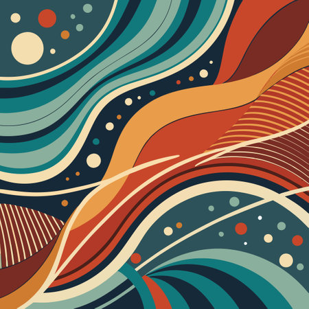 Intertwining Organic Lines Abstract Background in Vibrant Huesのイラスト素材