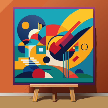 Abstract Painting with Vibrant Colors on a Canvasのイラスト素材