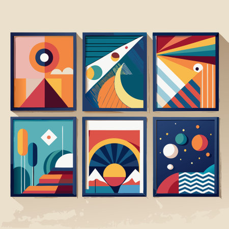 Minimalist Abstract Posters for Wall Decoration Enhance Living Spacesのイラスト素材