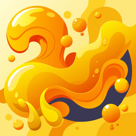 Vibrant Yellow and Orange Fluid Form with Modern Background Aestheticのイラスト素材