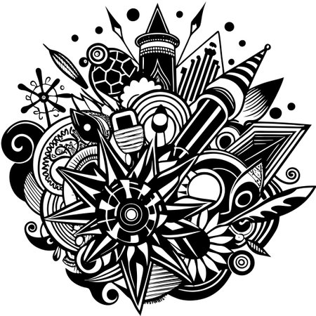 Captivating Array of Abstract Doodle Elements for Creative Expressionsのイラスト素材