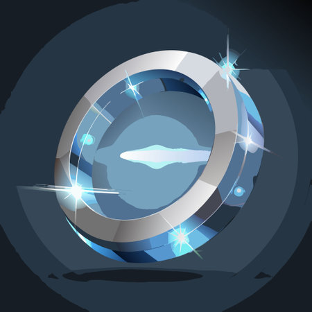 Abstract Chrome Circular Design with Sparkles and Light Effectsのイラスト素材