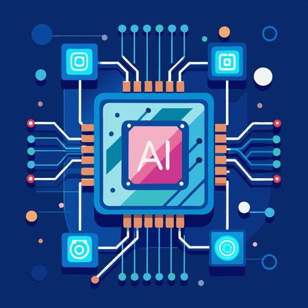 Intricate Microchip Background Featuring Advanced AI Technologyのイラスト素材