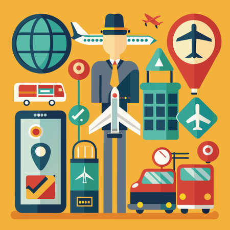 Comprehensive Set of Vector Illustrations for Airport Service Signsのイラスト素材