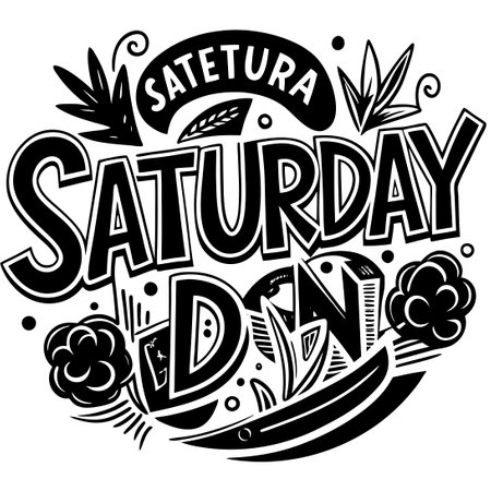Saturday is the day. Vector illustration in doodle style.のイラスト素材