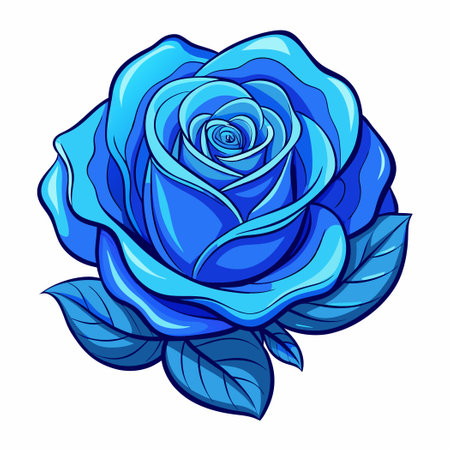 Blue rose isolated on white background. Hand drawn vector illustration for your designのイラスト素材