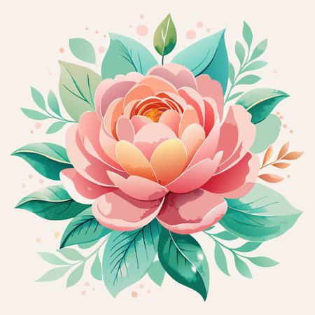 Watercolor Floral Wedding Invitation with Eye-Catching Blooming Flowersのイラスト素材