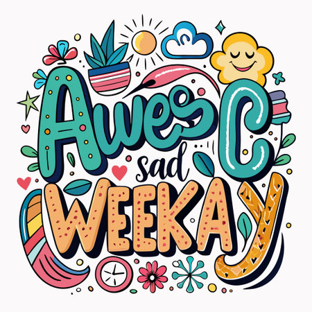 Inspiring Typography for a Vibrant Weekend with Sunday Word Artのイラスト素材