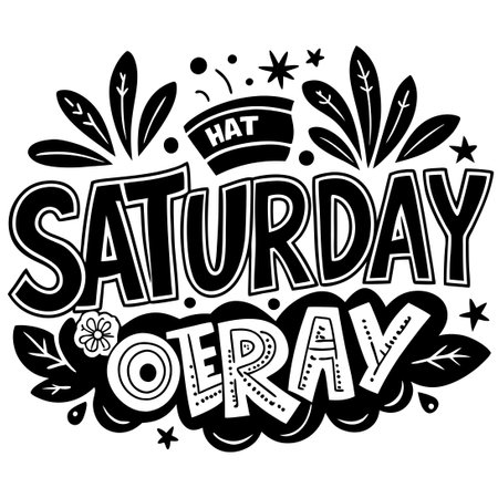 Eye-Catching Illustrated Typographical Poster for Saturday Night and Weekend Celebrationsのイラスト素材