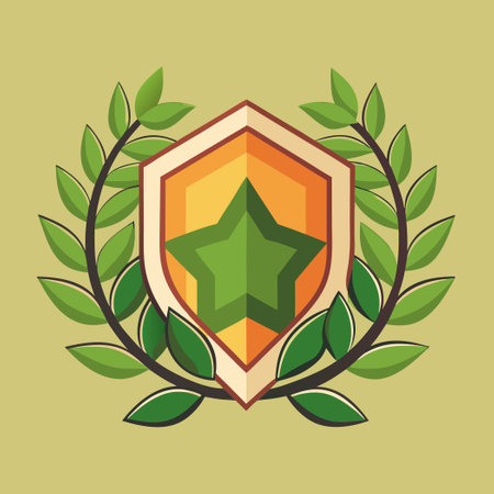 Decorated Badge Adorned with Intricate Leafy Patternsのイラスト素材