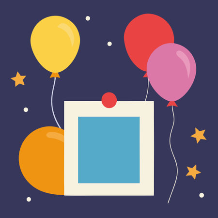 Vibrant Birthday Extravaganza with Balloons and a Touch of Delightのイラスト素材