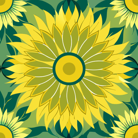 Exquisite Watercolor Painting of a Blooming Sunflower in Full Bloomのイラスト素材