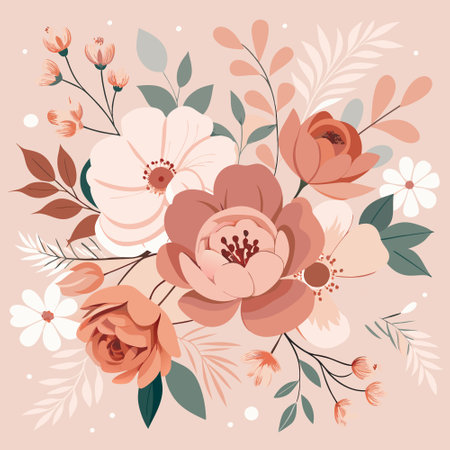 Delicate Floral Tapestry of Soft Pink and Dusty Huesのイラスト素材