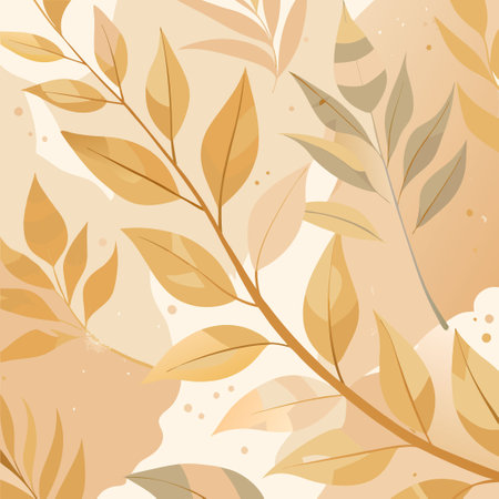 Tranquil Beige Watercolour Background with Delicate Leaf Motifsのイラスト素材