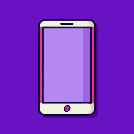 Isolated Blank Phone Screen Displayed on a Solid Purple Backgroundのイラスト素材