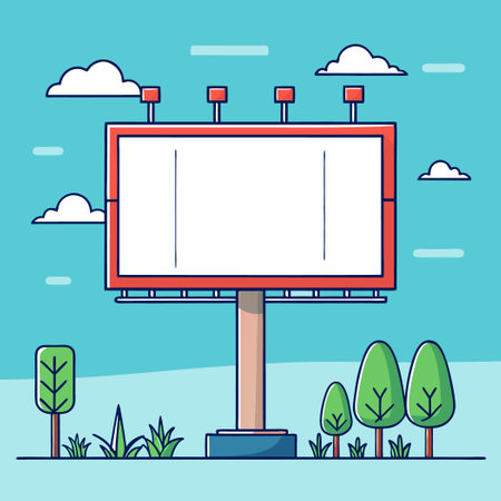 Realistic Blank Billboard Mockup for Outdoor Advertising Displayのイラスト素材