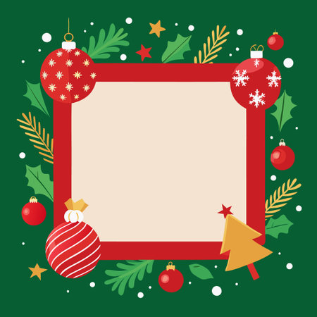 Festive Rectangular Christmas Frame with a Blank Background for Photo or Textのイラスト素材
