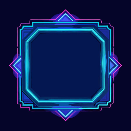 Electric Blue Neon Frame Gleaming on a Dark Canvasのイラスト素材