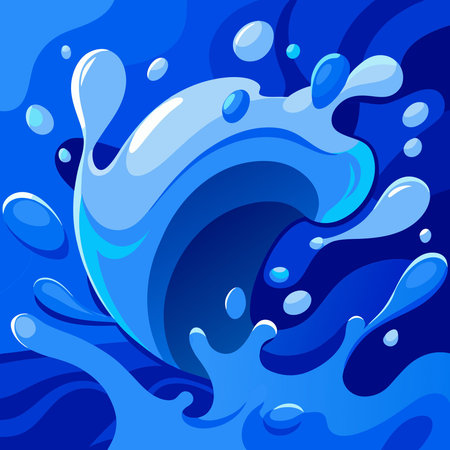 Vibrant Azure Fluid Artwork with Abstract Swirls and Patternsのイラスト素材