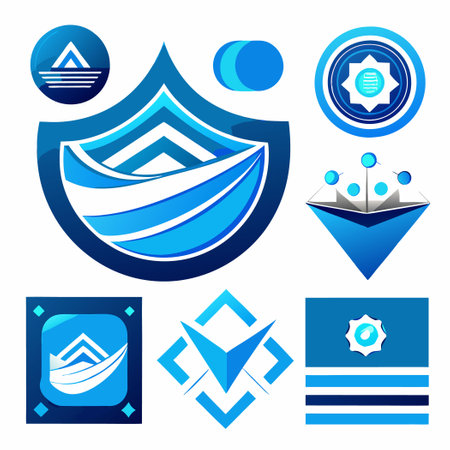 Comprehensive Blue Logo Design Set for Modern Branding Solutionsのイラスト素材