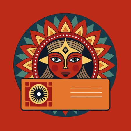 Unique and Eye-Catching Business Card Design with Intricate Ethnic Patternsのイラスト素材