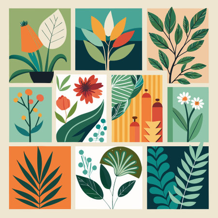 Abstract Botanical Wall Art Prints with Modern and Minimalist Designsのイラスト素材