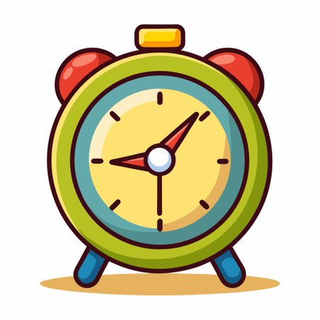 Cartoon-Themed Clock with Colorful Design and Animated Handsのイラスト素材