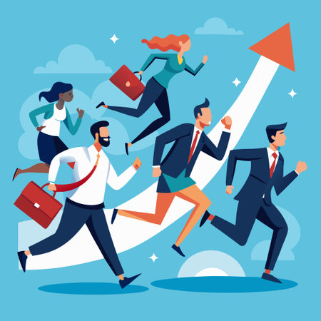 The Frenzied Pursuit of Success: Professionals Striving for Dominanceのイラスト素材