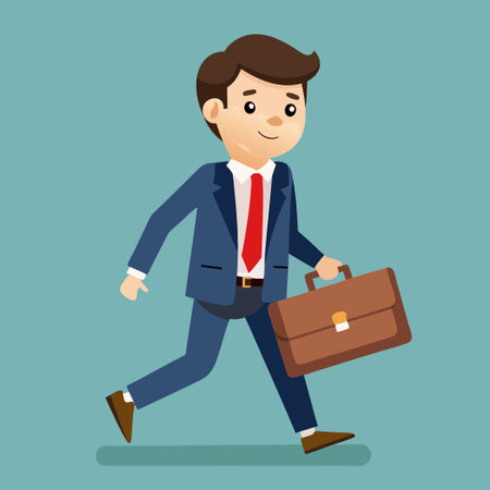 Professional Businessman Carrying Leather Briefcase in Corporate Settingのイラスト素材