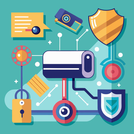 Smart Security System with Advanced CCTV and Lock for Enhanced Home Protectionのイラスト素材
