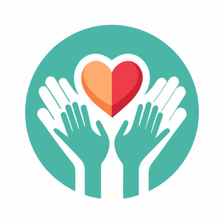 Helping Hands Embracing Heart Emblem for Charity Support and Compassionのイラスト素材