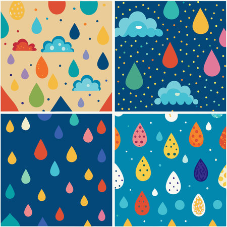 Seamless Patterns for Childish Adventures with Rainbow Rainのイラスト素材