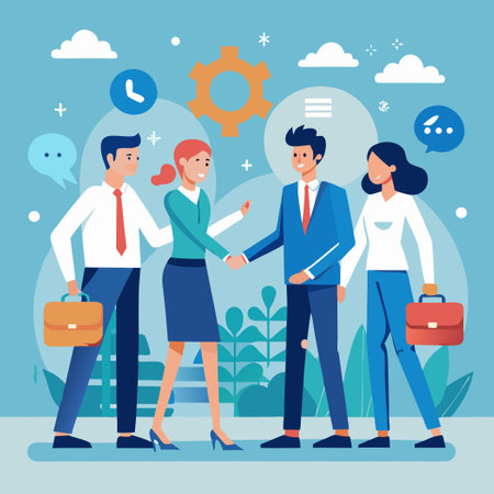 Business Professionals Sealing a Deal with a Firm Handshakeのイラスト素材