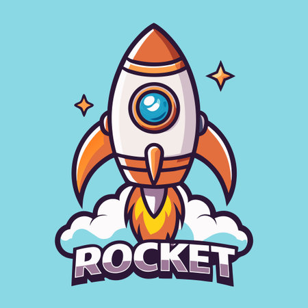 Adorable Cartoon Rocket Character with Cheeky Smile and Winking Eyeのイラスト素材