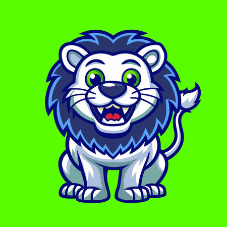 Vibrant Vector Illustration of a Cheerful Lion Character on White Backgroundのイラスト素材