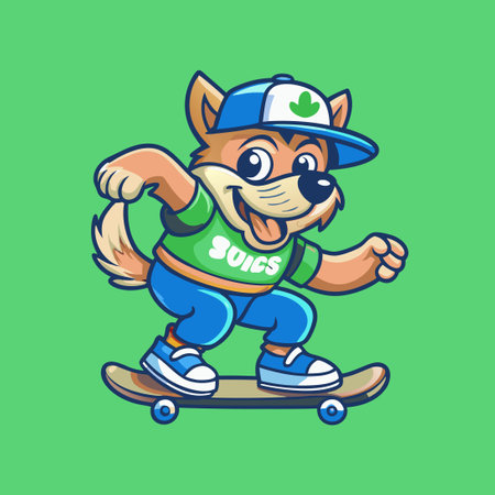 Cool Canine Skater: Vector Mascot Character Cartoon Illustrationのイラスト素材