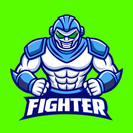 Vector Illustration of a Cartoon Fighter with a Mascot-Style Designのイラスト素材