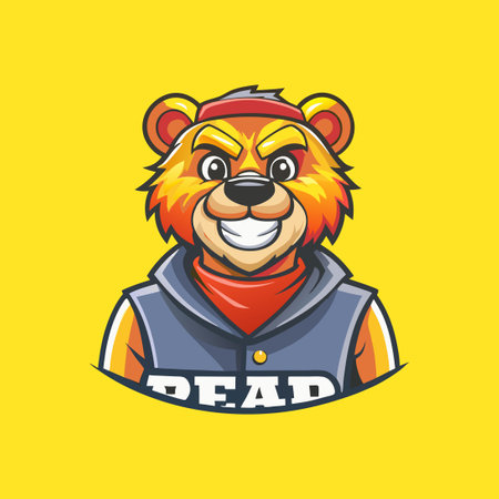 Vector Illustration of a Bear Mascot with a Simple Designのイラスト素材