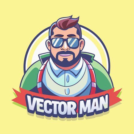 Cool Male Mascot Cartoon Character with Vector Logo Illustration