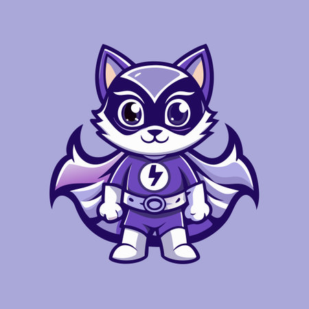 Minimal Vector Illustration of a Superhero Cat Mask in Masculine Designのイラスト素材