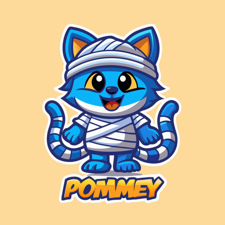 Adorable Cartoon Mascot of a Mummified Cat with Vector Illustrationのイラスト素材