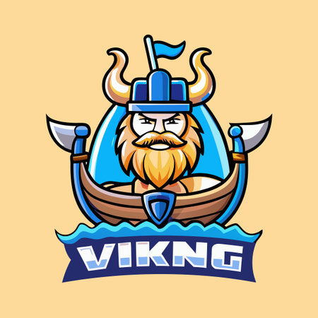 Cartoon Viking Ship Mascot Character Vector Illustrationのイラスト素材