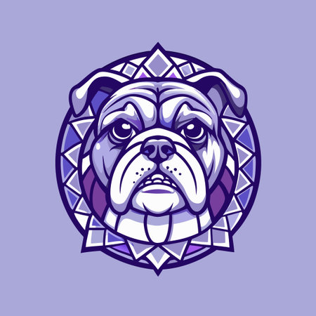 Vibrant Vector Illustration of a Stained Glass Bulldog in Isolationのイラスト素材