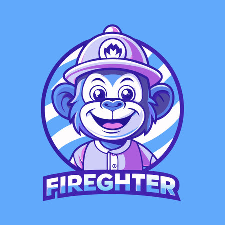 Fiery Monkey Mascot Cartoon Character in Vector Logo Illustrationのイラスト素材
